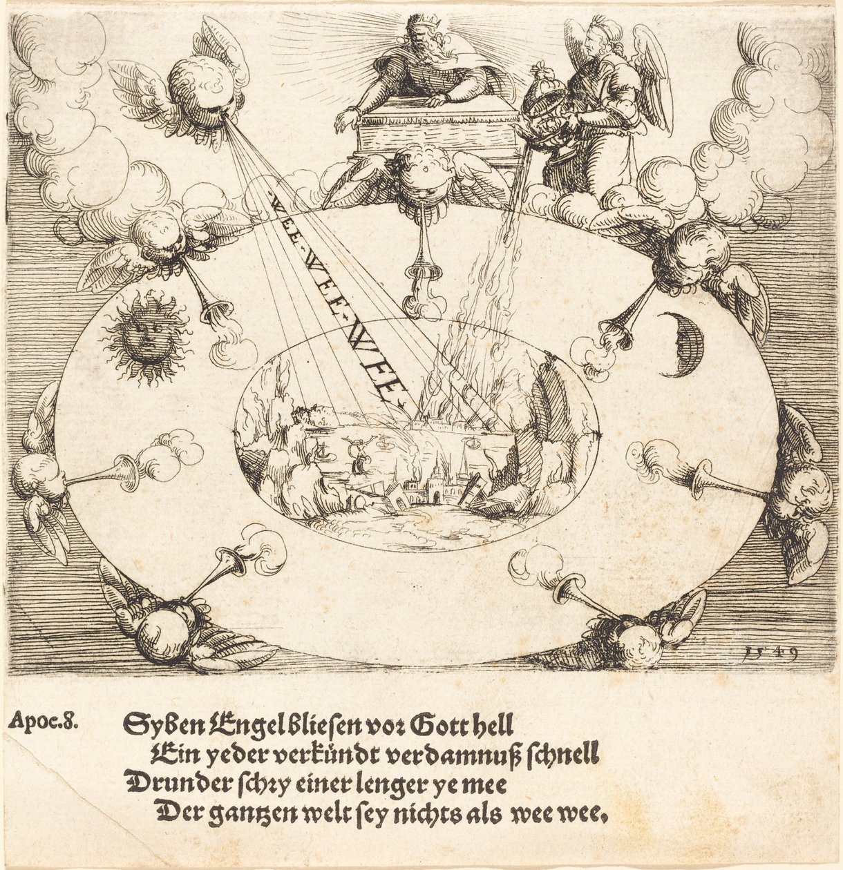 A hetedik pecsét felnyitása, 1549. alkotó: Augustin Hirschvogel
