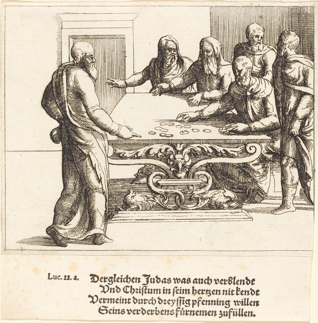 Júdás fizetése alkotó: Augustin Hirschvogel