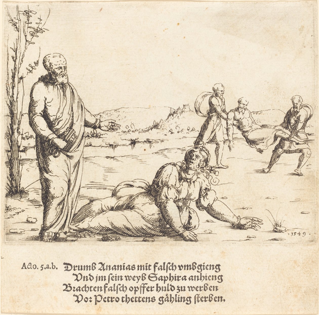Ananiás és Sapphira büntetése alkotó: Augustin Hirschvogel