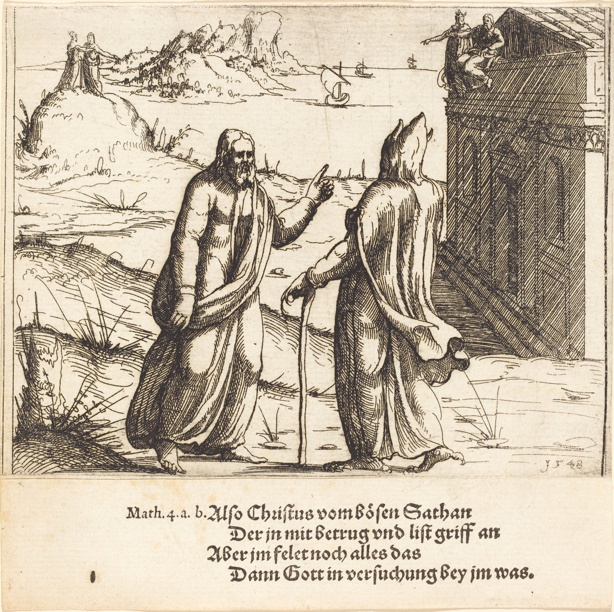 Krisztus megkísértése, 1548. alkotó: Augustin Hirschvogel