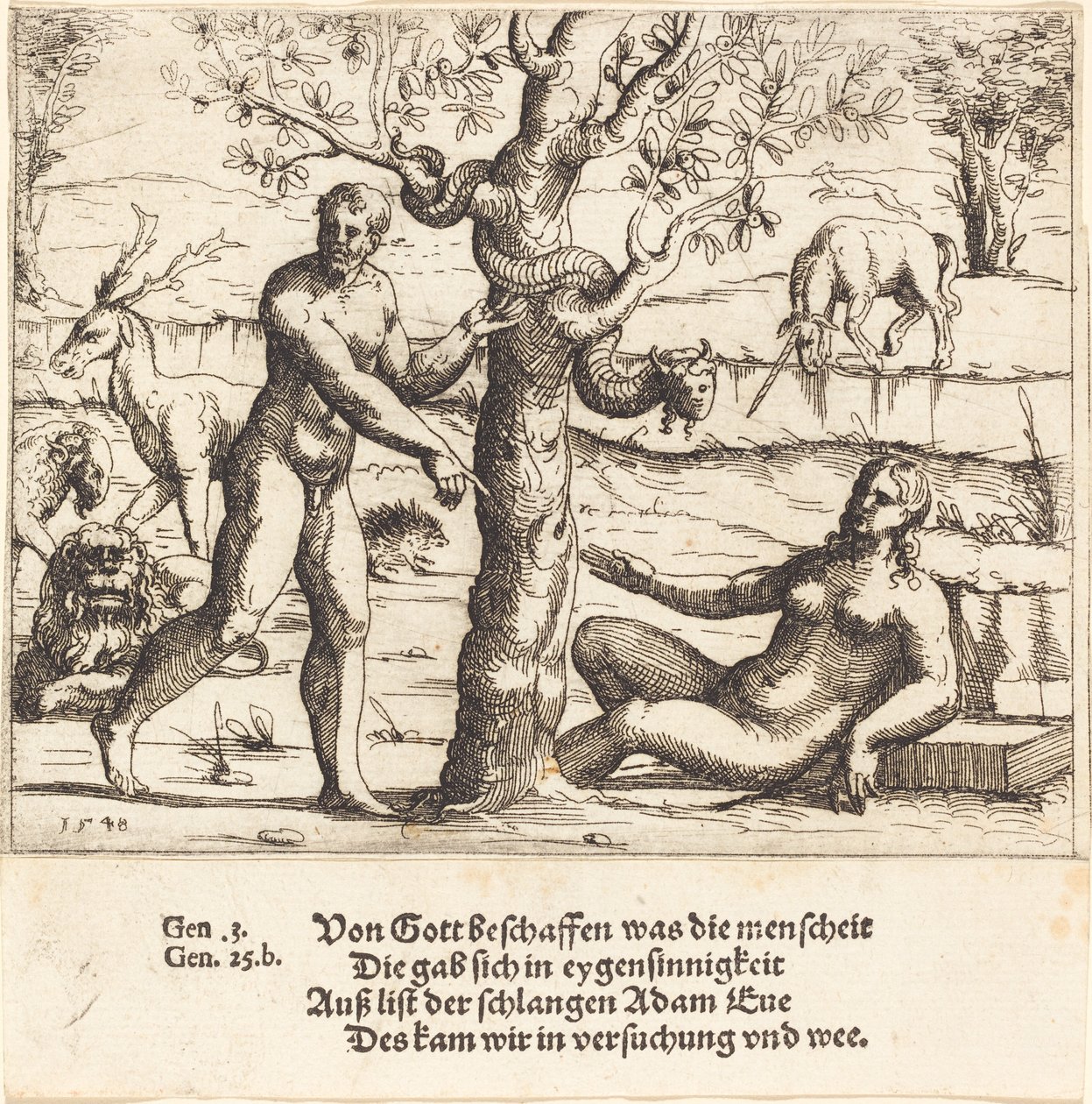 Éva megkísértése, 1548. alkotó: Augustin Hirschvogel