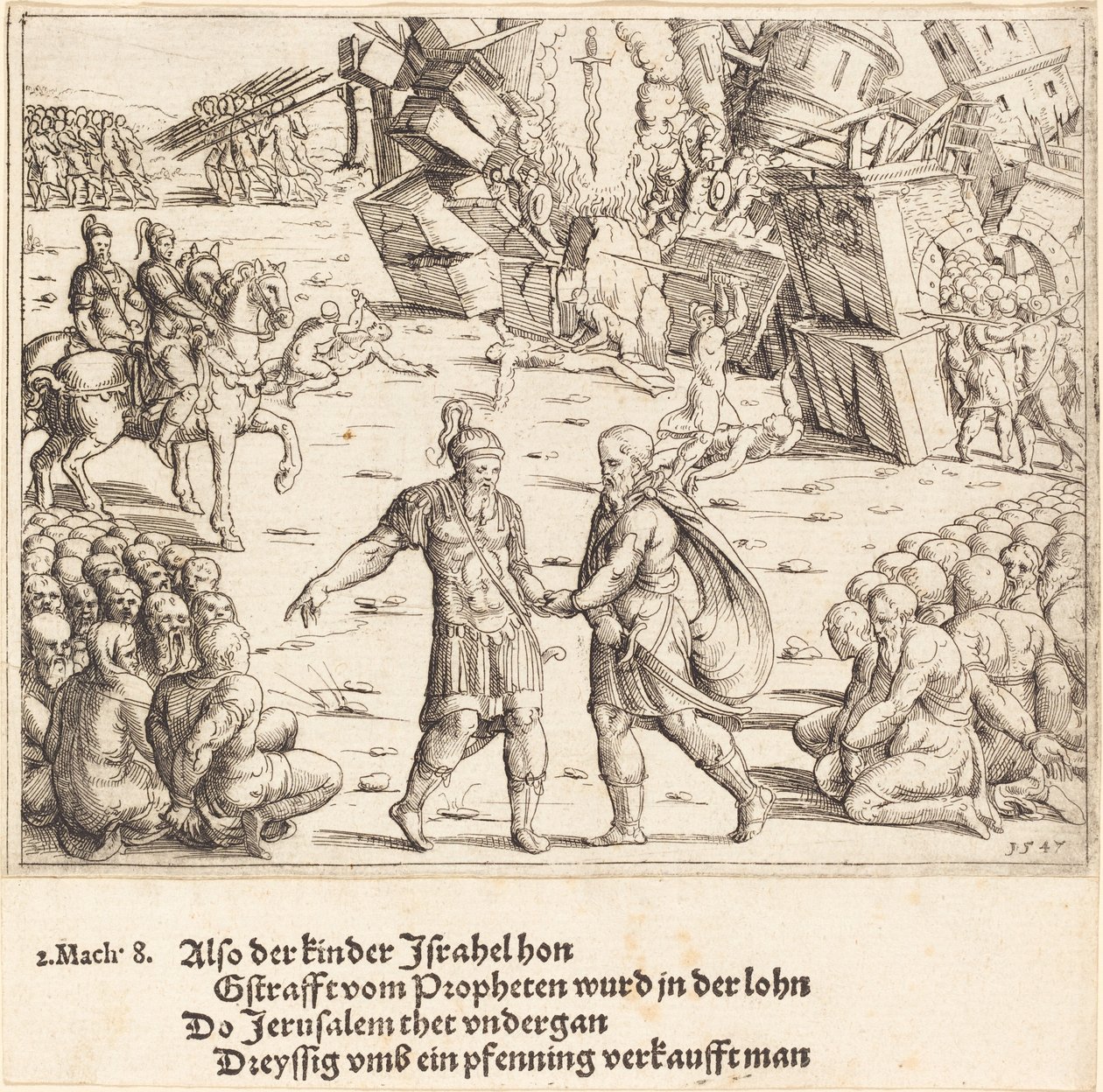 Júdás Makkabeus győzelme Niccanor felett, alkotó: Augustin Hirschvogel