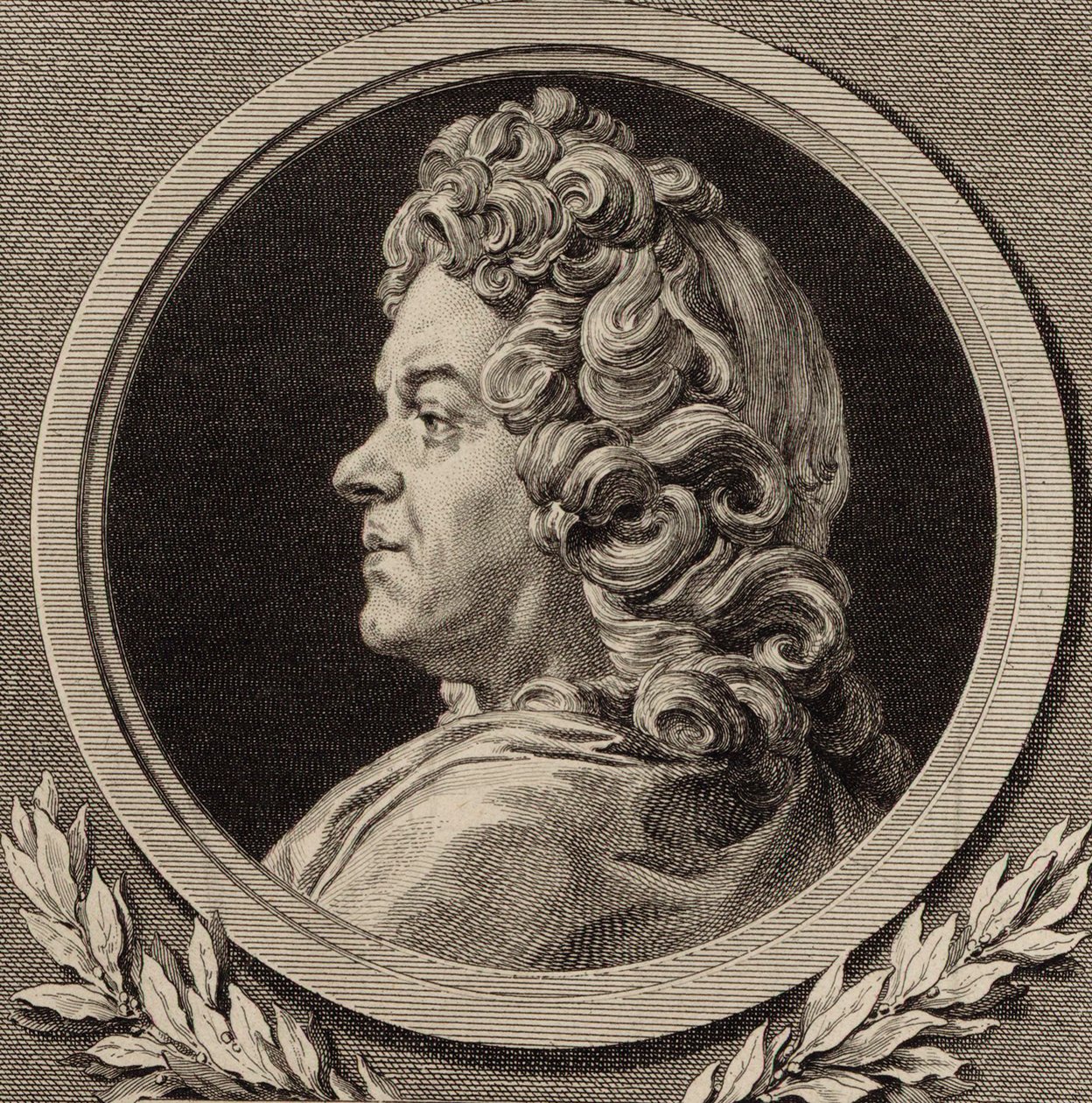 Jean-Baptiste Lully zeneszerző portréja 1632-1687, 1770. alkotó: Augustin Saint Aubin de
