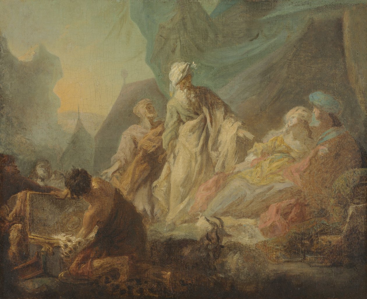Lábán ellopott isteneit keresi alkotó: Augustin de Saint-Aubin