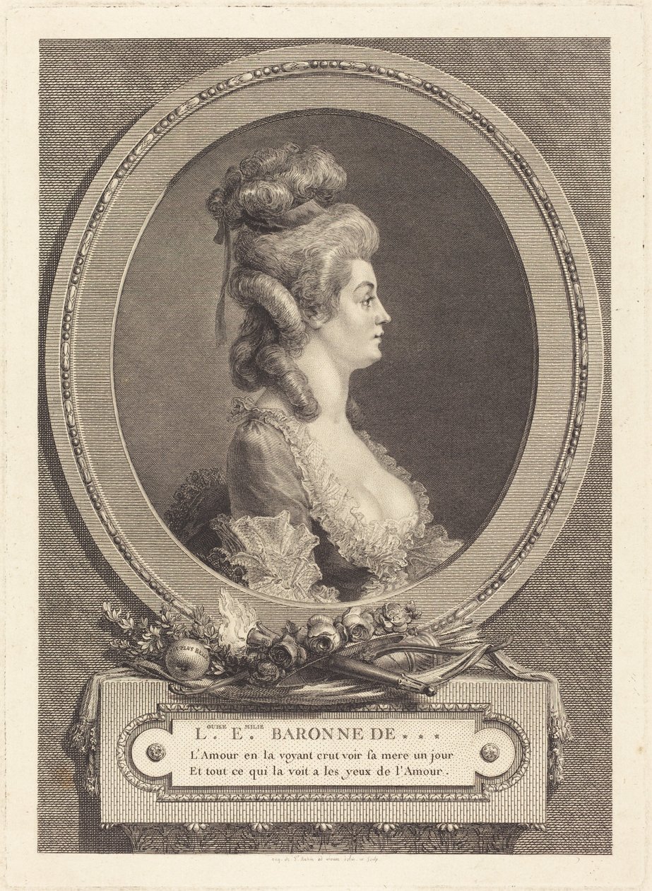 Louise Emilie, *** bárónő alkotó: Augustin de Saint-Aubin