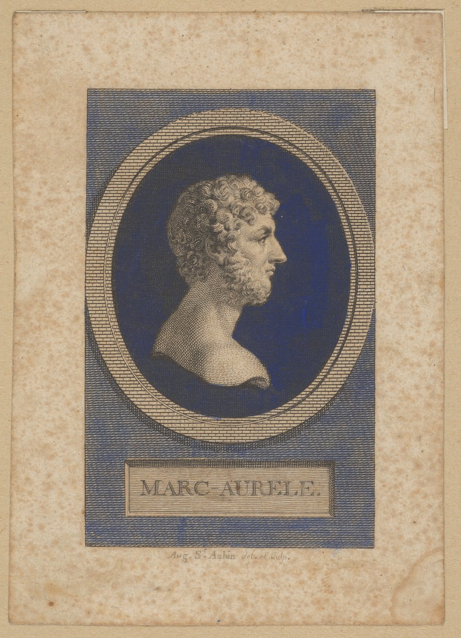 Marcus Aurelius Antoninus, római császár 161-180 között, író és filozófus (Marcus Aurelius Antoninus, Marcus Annius Aurelius Verus, 121 Róma - 180 Vindobona) alkotó: Augustin de Saint-Aubin