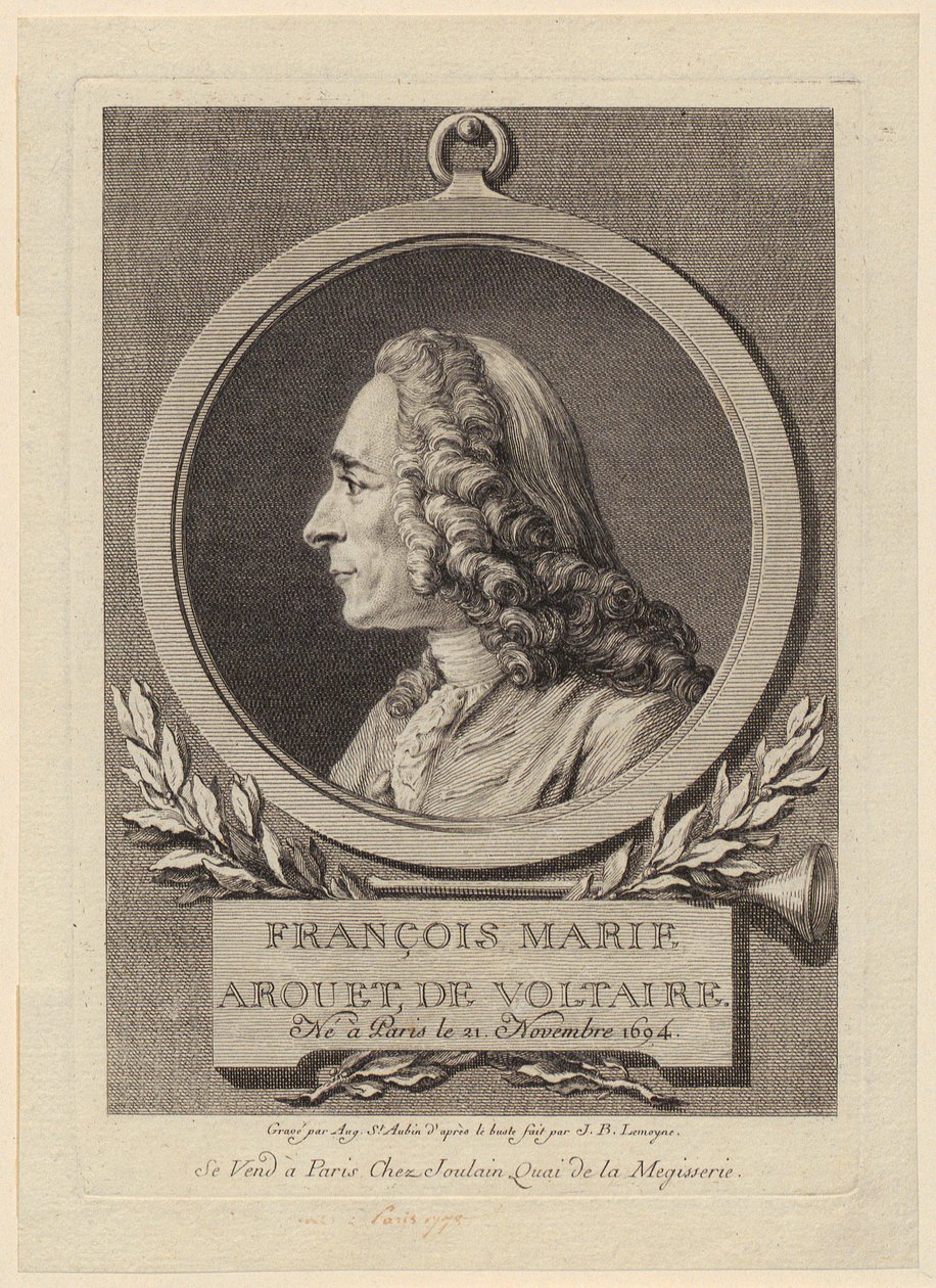 François Marie Arouet de Voltaire portréja alkotó: Augustin de Saint-Aubin