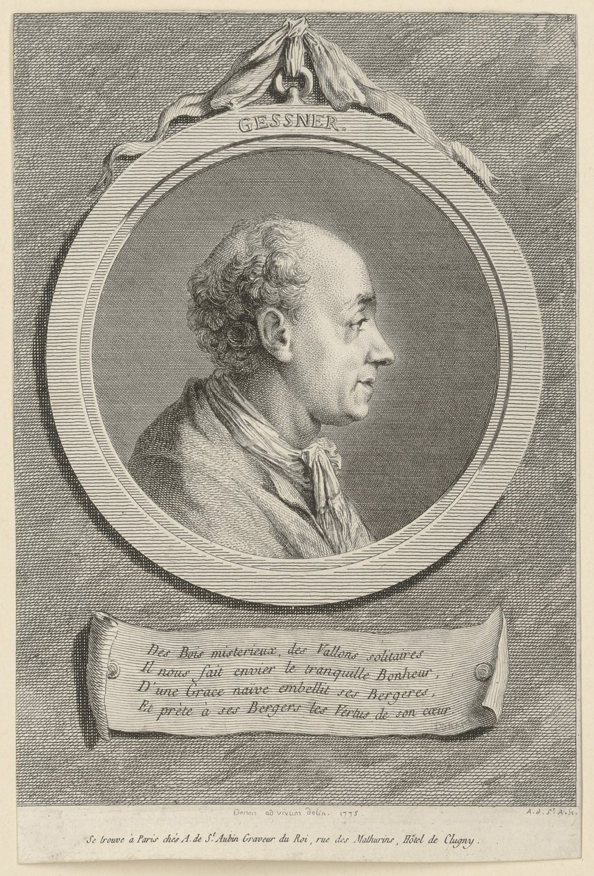 Salomon Gessner portréja alkotó: Augustin de Saint-Aubin