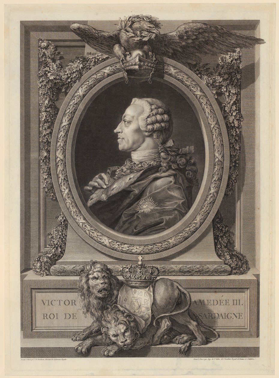 III. Viktor Amadé szardíniai király portréja alkotó: Augustin de Saint-Aubin