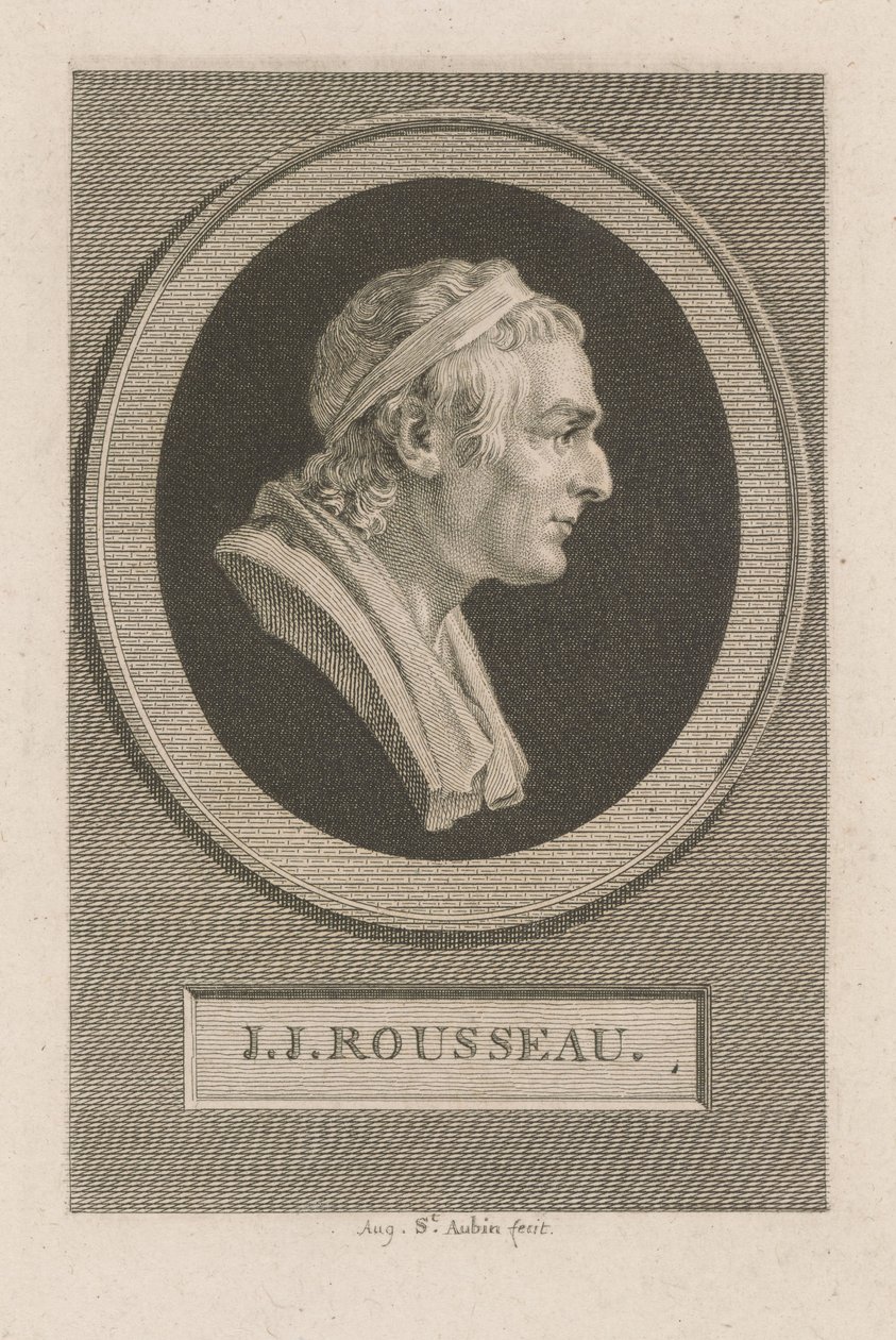 J. J. Rousseau portréja alkotó: Augustin de Saint-Aubin