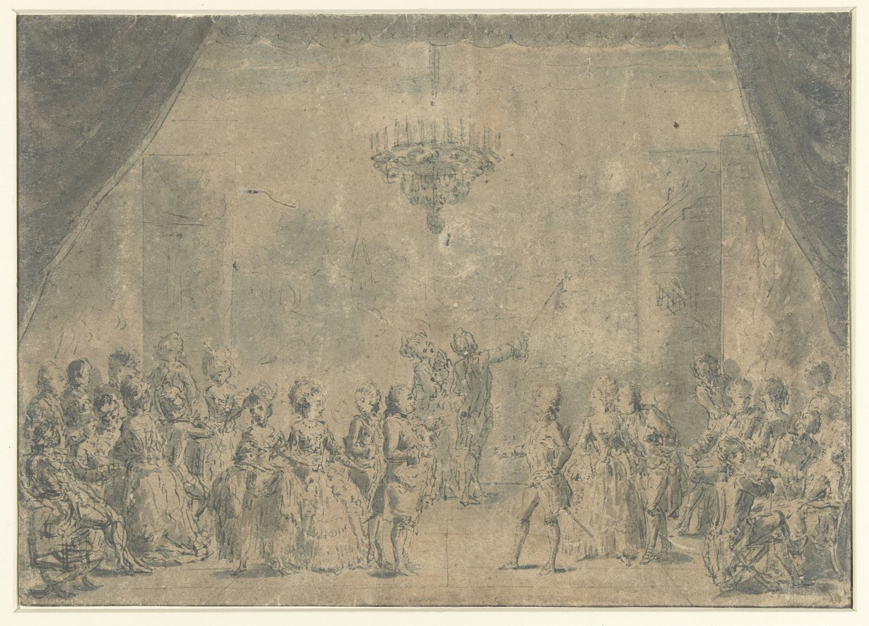 Színpadon bemutatott fogadás alkotó: Augustin de Saint Aubin (manner of)