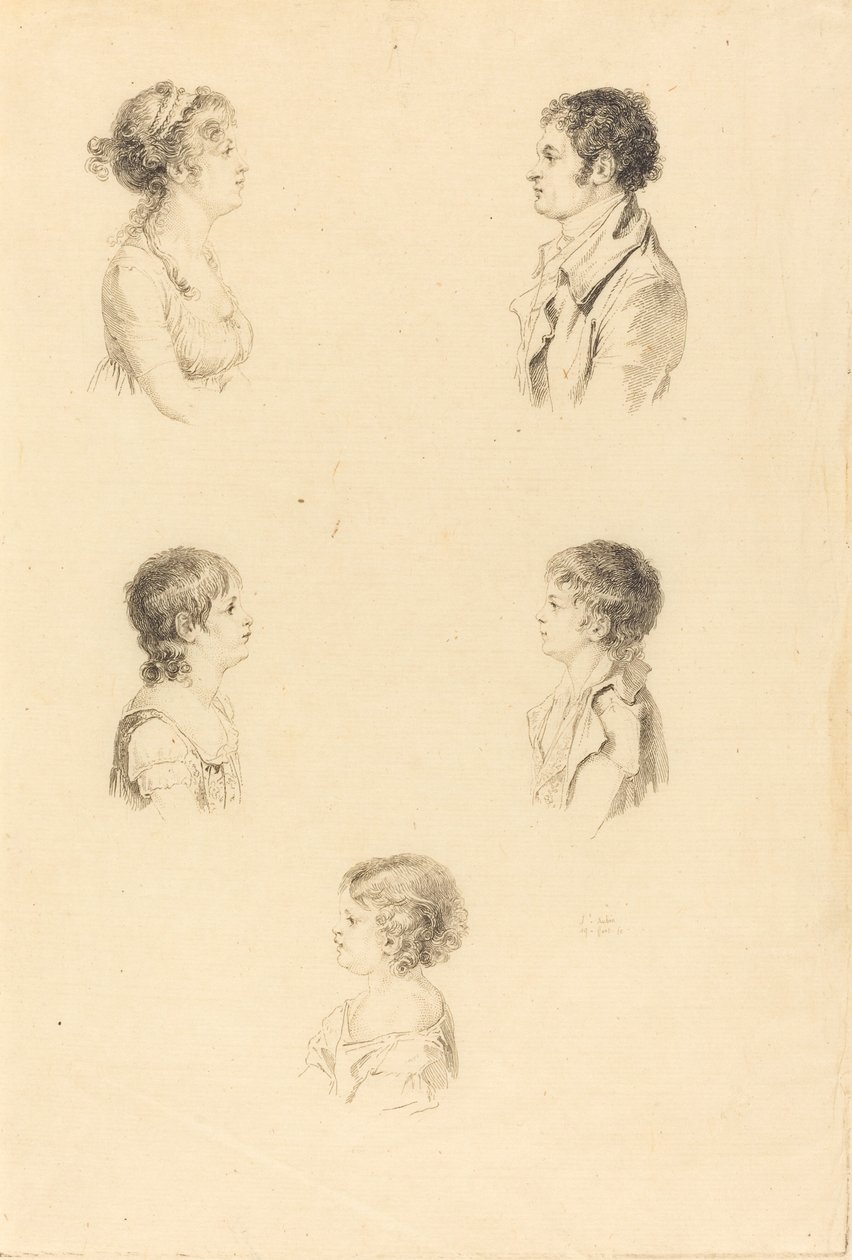 Öt mellszobor alkotó: Augustin de Saint Aubin