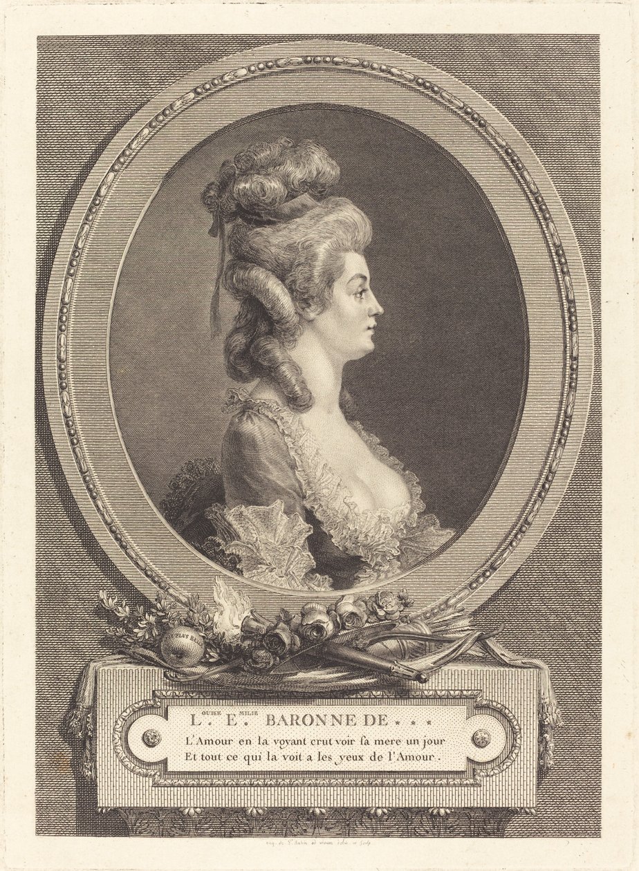 Louise Emilie *** bárónője alkotó: Augustin de Saint Aubin