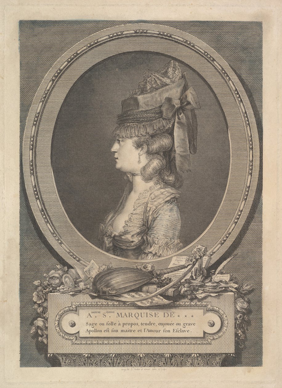 Adrienne-Sophie Marquise de *** portréja, 1779. alkotó: Augustin de Saint Aubin