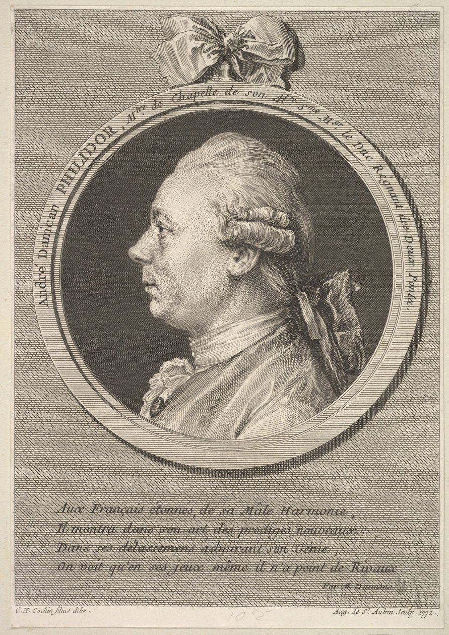 André Danican Philidor portréja, 1772. alkotó: Augustin de Saint Aubin