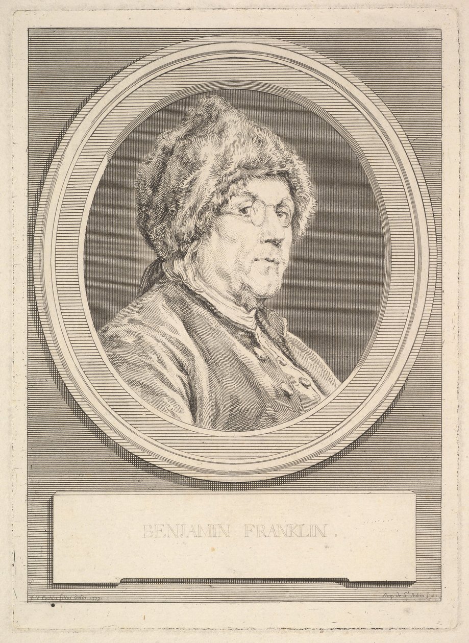 Benjamin Franklin portréja, 1777. alkotó: Augustin de Saint Aubin
