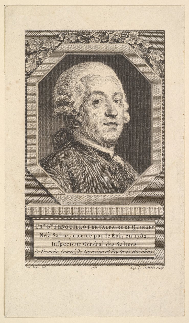 Charles George Fenouillot de Falbaire de Quingey portréja, 1787. alkotó: Augustin de Saint Aubin