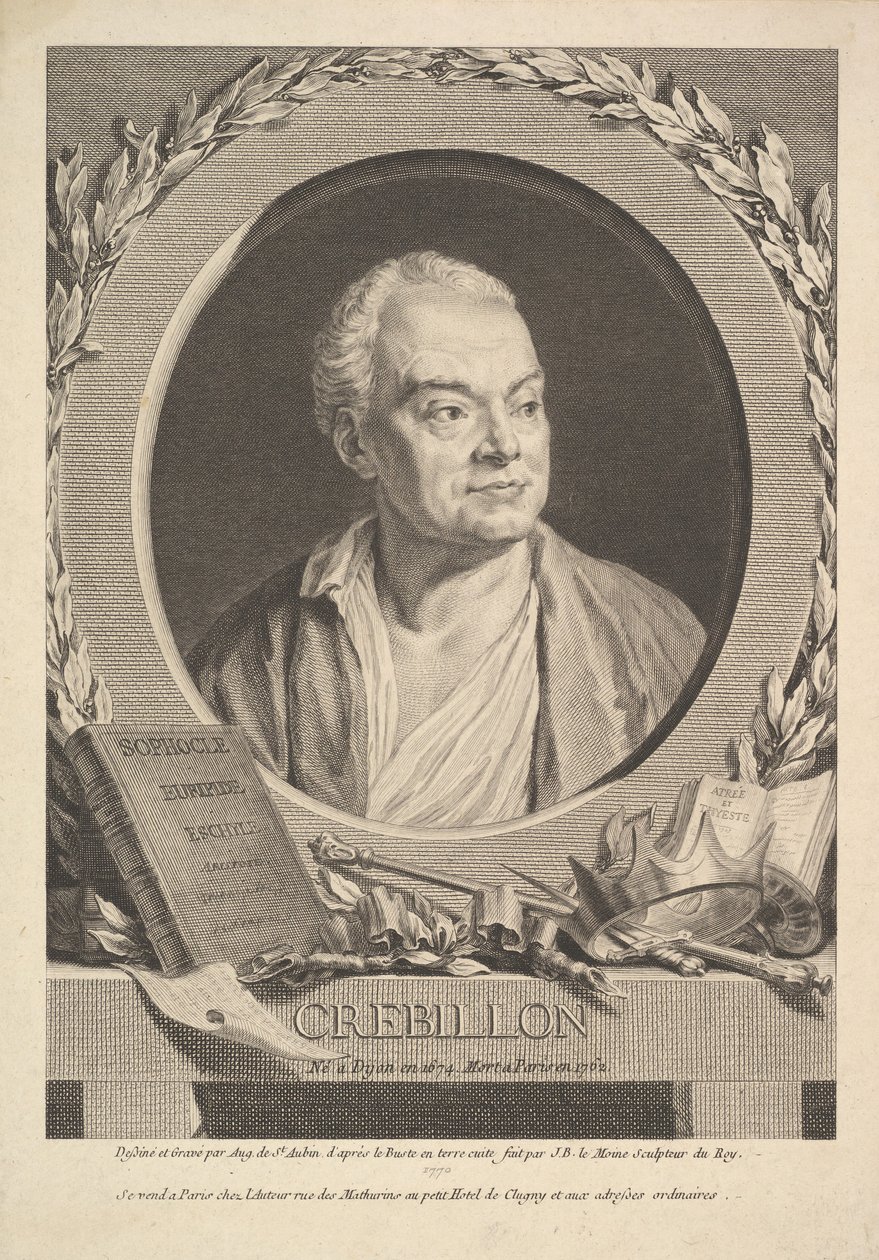 Crébillon portréja, 1770. alkotó: Augustin de Saint Aubin