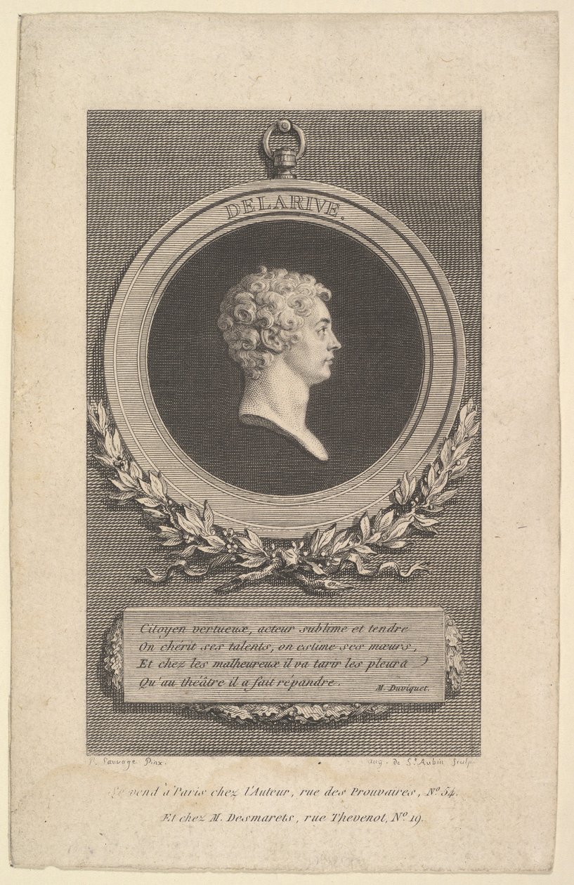 De Larive portréja, 1785. alkotó: Augustin de Saint Aubin