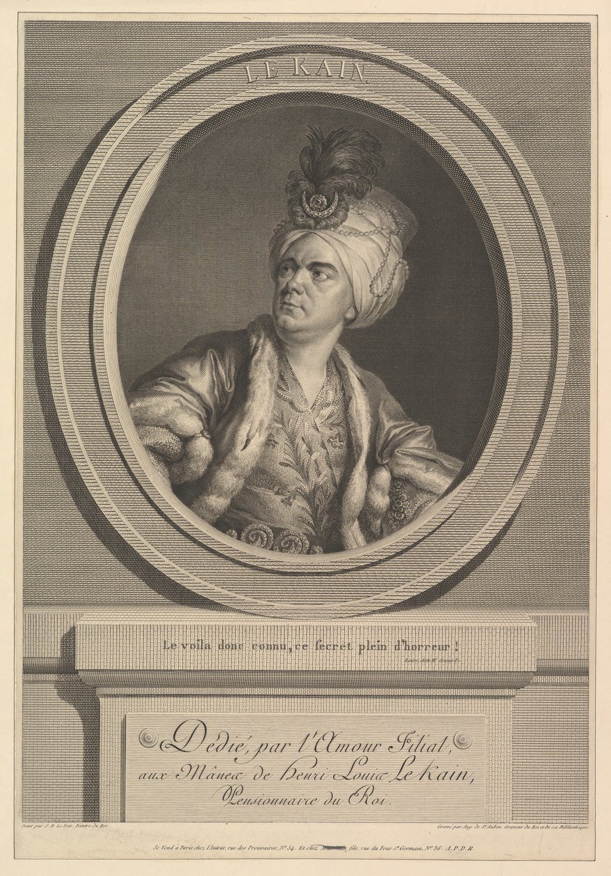 Henri-Louis Le Kain portréja, 1788. alkotó: Augustin de Saint Aubin