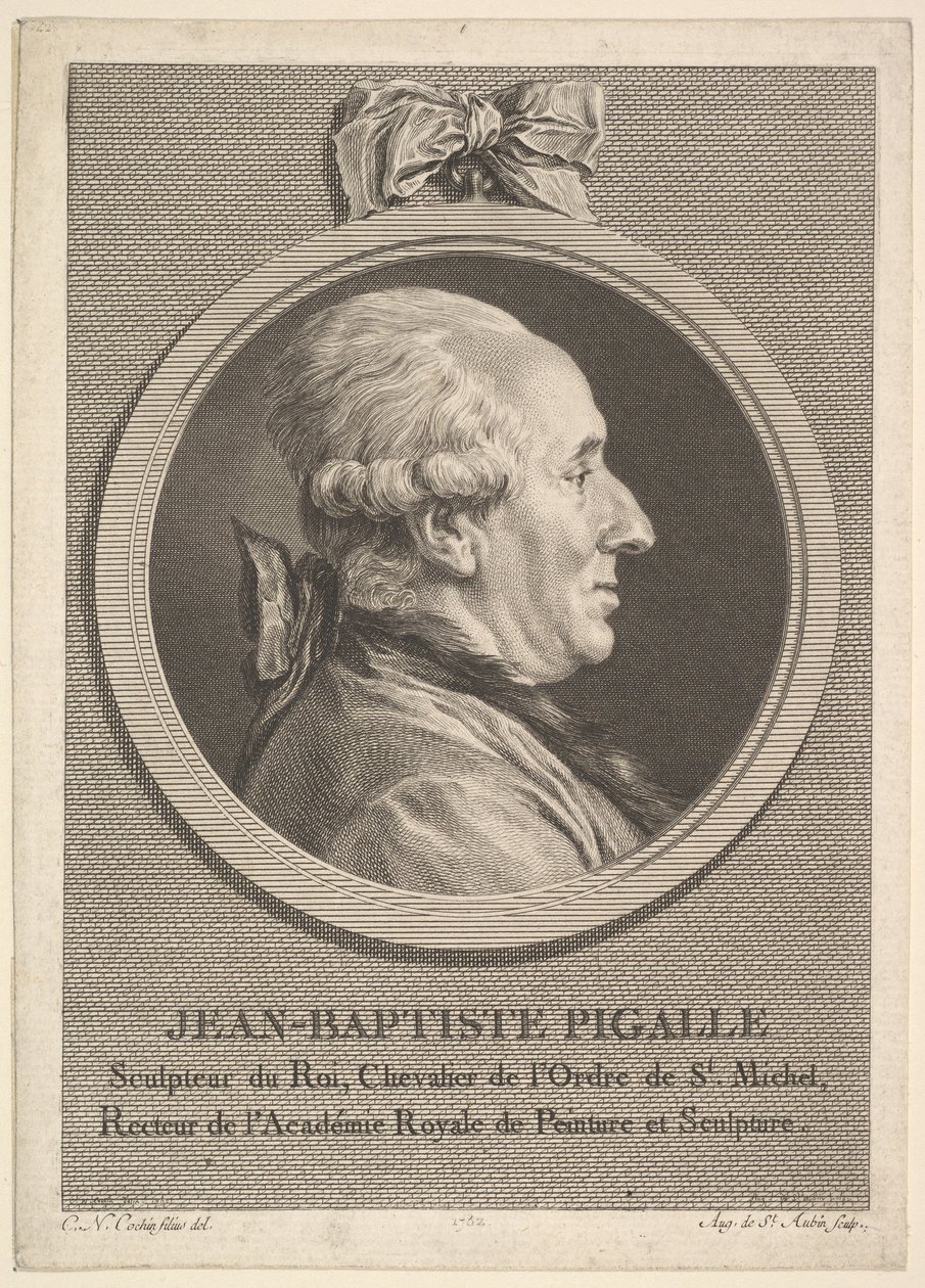 Jean-Baptiste Pigalle portréja, 1782. alkotó: Augustin de Saint Aubin
