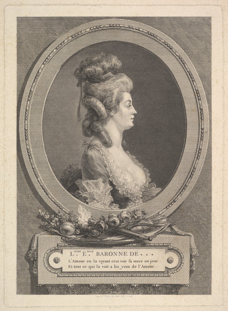 Louise Emilie Baronne de *** portréja, 1779. alkotó: Augustin de Saint Aubin