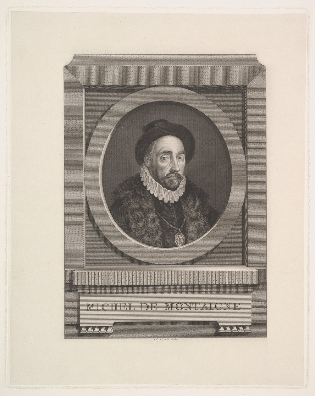 Michel de Montaigne portréja 1533-1592, 1774. alkotó: Augustin de Saint Aubin