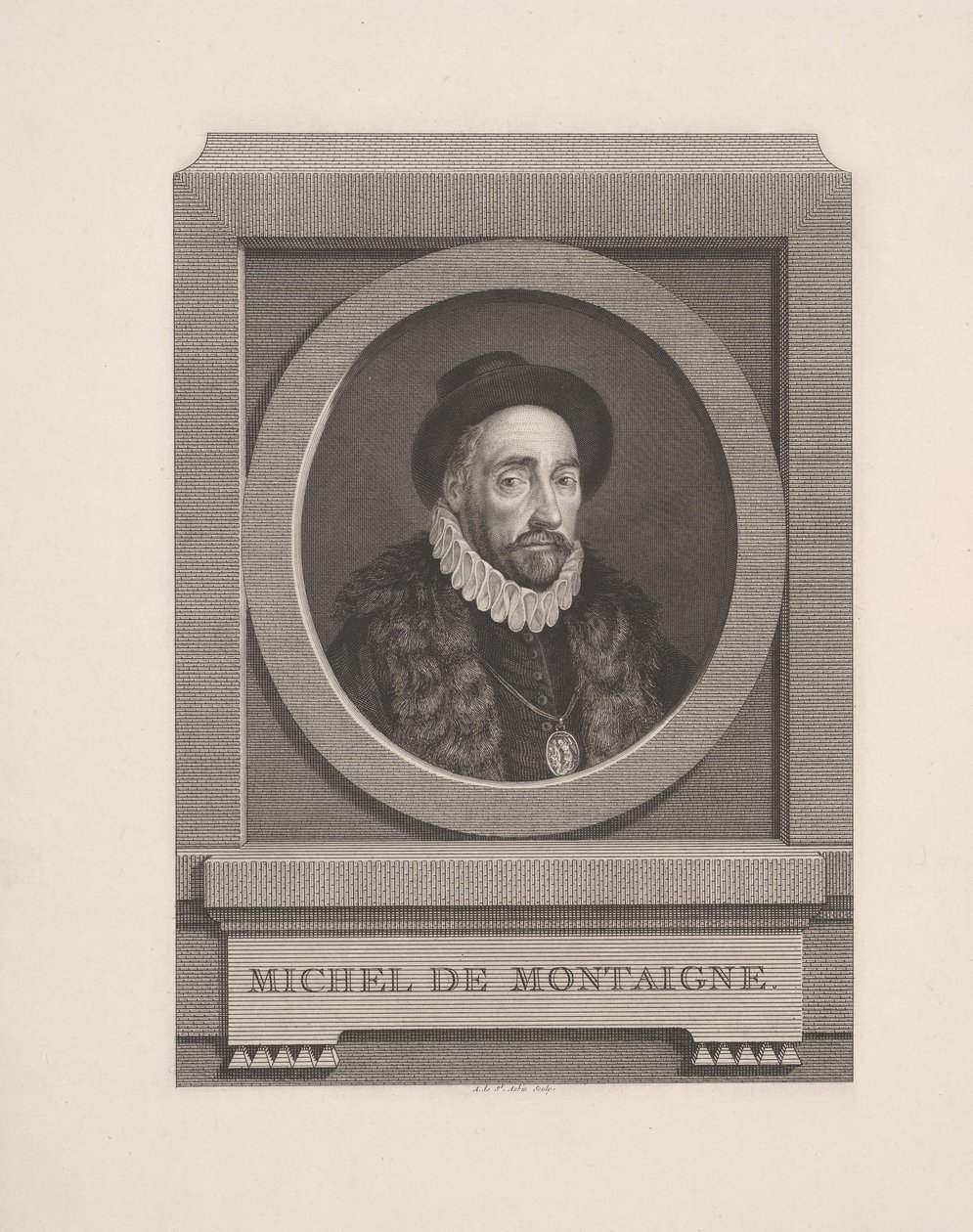 Michel de Montaigne portréja, 1774. alkotó: Augustin de Saint Aubin
