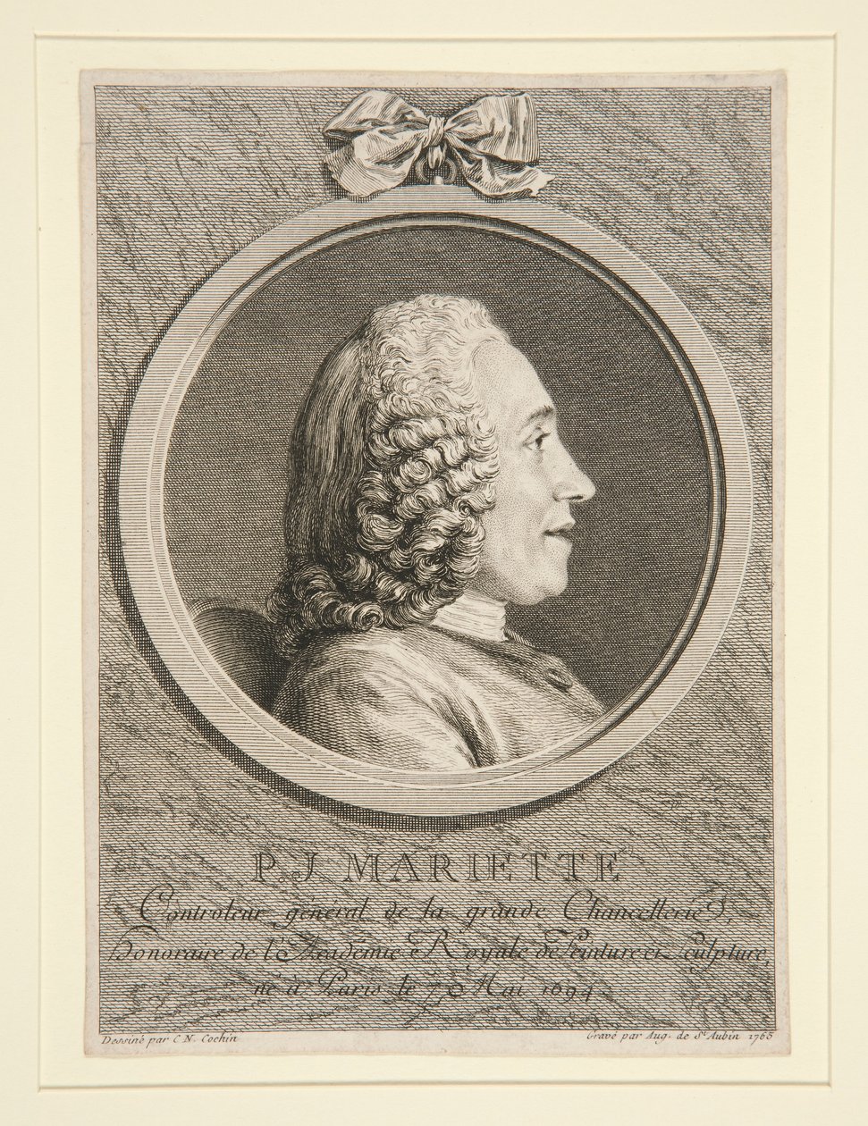 P.J. Mariette portréja alkotó: Augustin de Saint Aubin