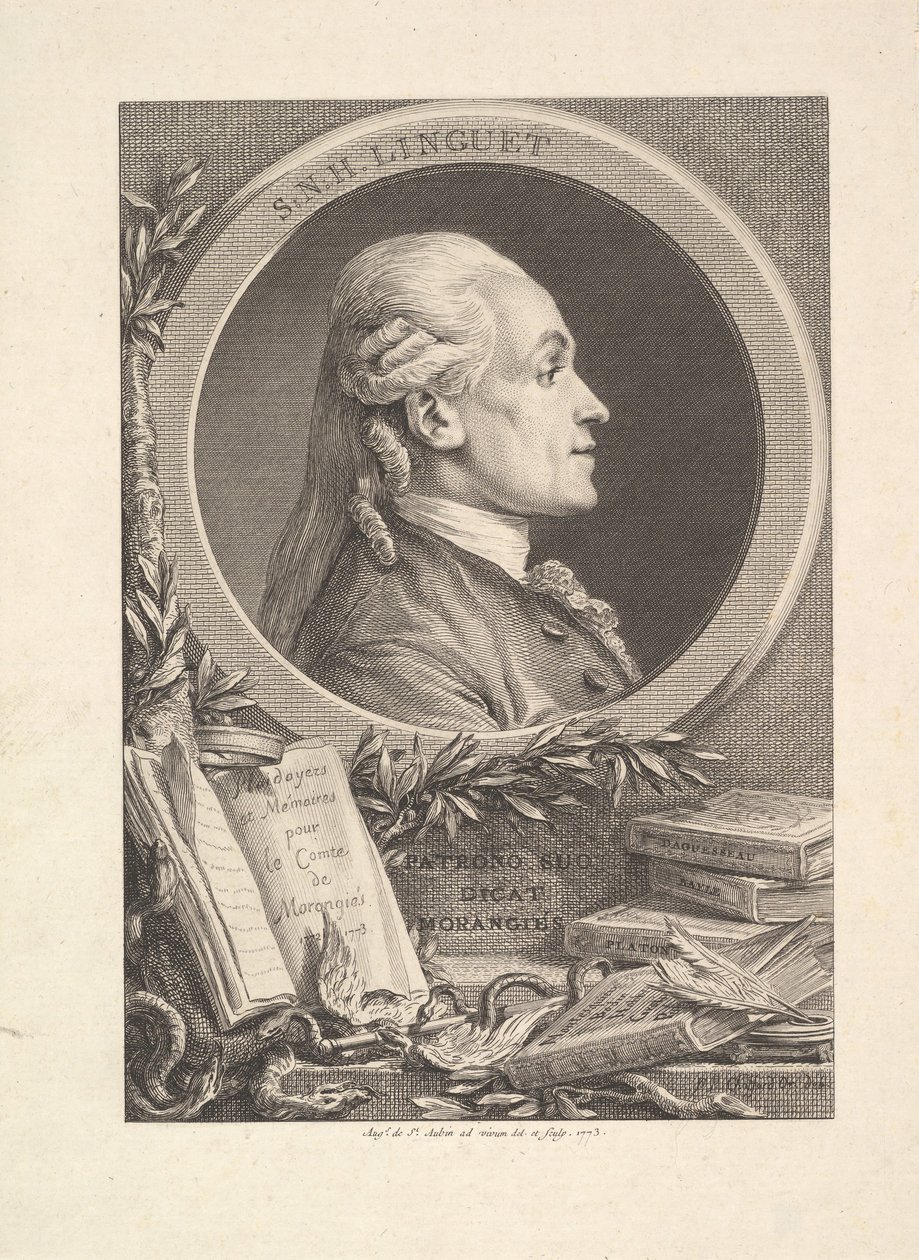 Simon-Nicolas-Henri Linguet portréja, 1773 alkotó: Augustin de Saint Aubin