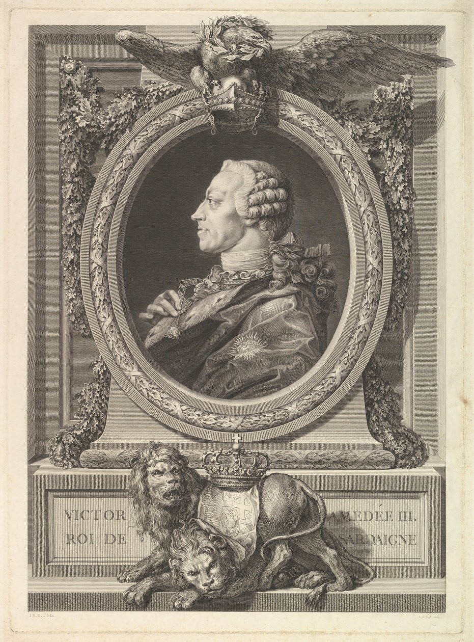 III. Viktor Amadeus, Szardínia királyának portréja, 1777. alkotó: Augustin de Saint Aubin