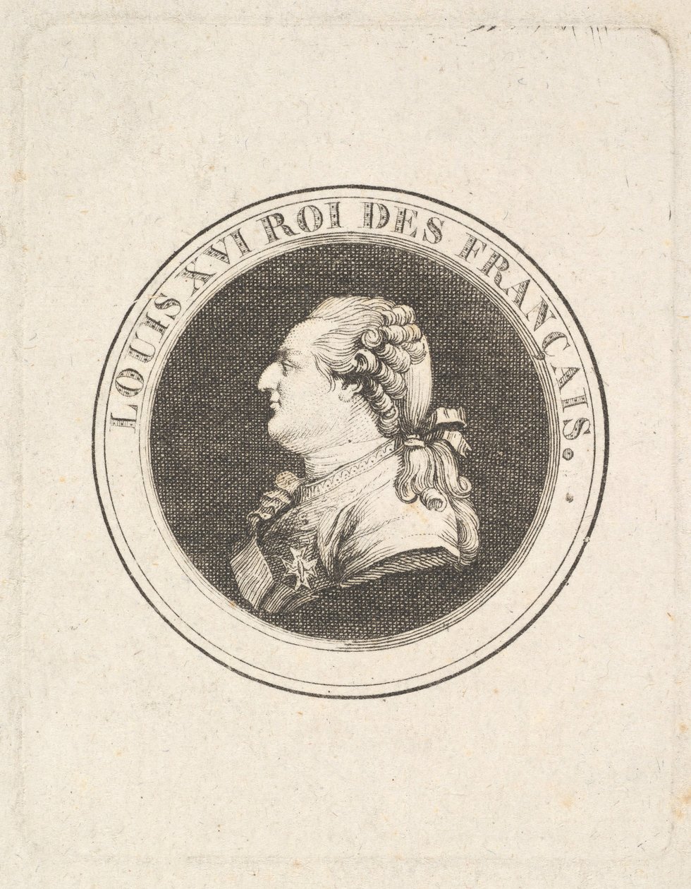 XVI. Lajos portrééremének lenyomata, valószínűleg 1789-90. alkotó: Augustin de Saint Aubin