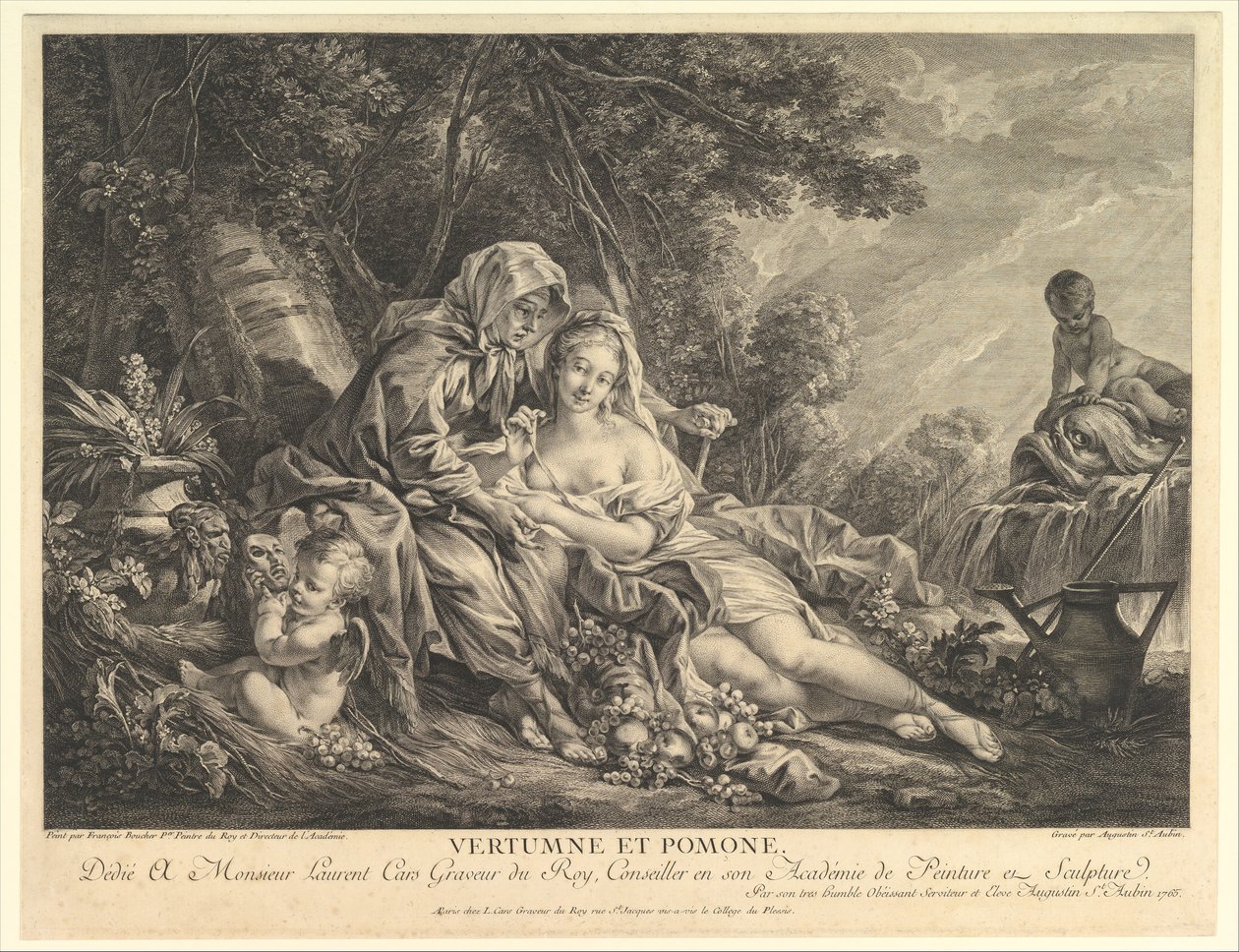 Vertumnus és Pomona, 1765. alkotó: Augustin de Saint Aubin