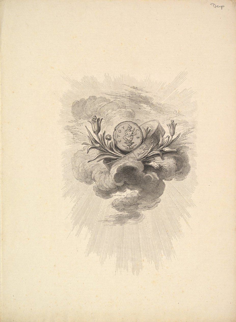 Matrica Harpocrate és Lótuszvirágokat ábrázoló éremmel, I. kötet, 12. oldal, D..., 1778-80. alkotó: Augustin de Saint Aubin