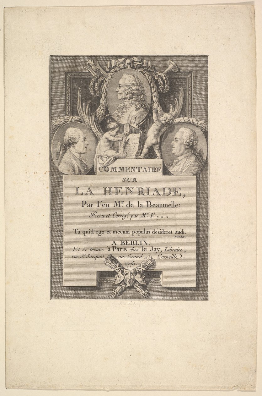 Voltaire, Fréron és Beaumelle, 1775. alkotó: Augustin de Saint Aubin