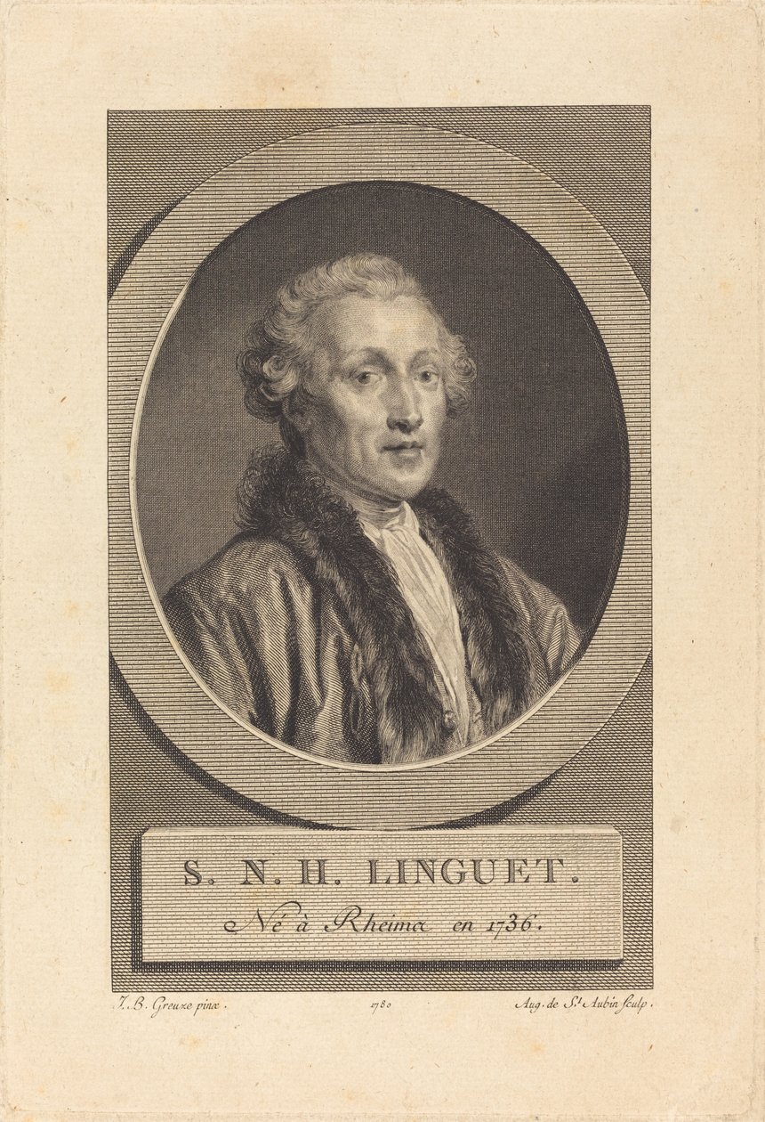 Simon-Nicolas-Henri Linguet alkotó: Augustin de Saint Aubin after Jean Baptiste Greuze