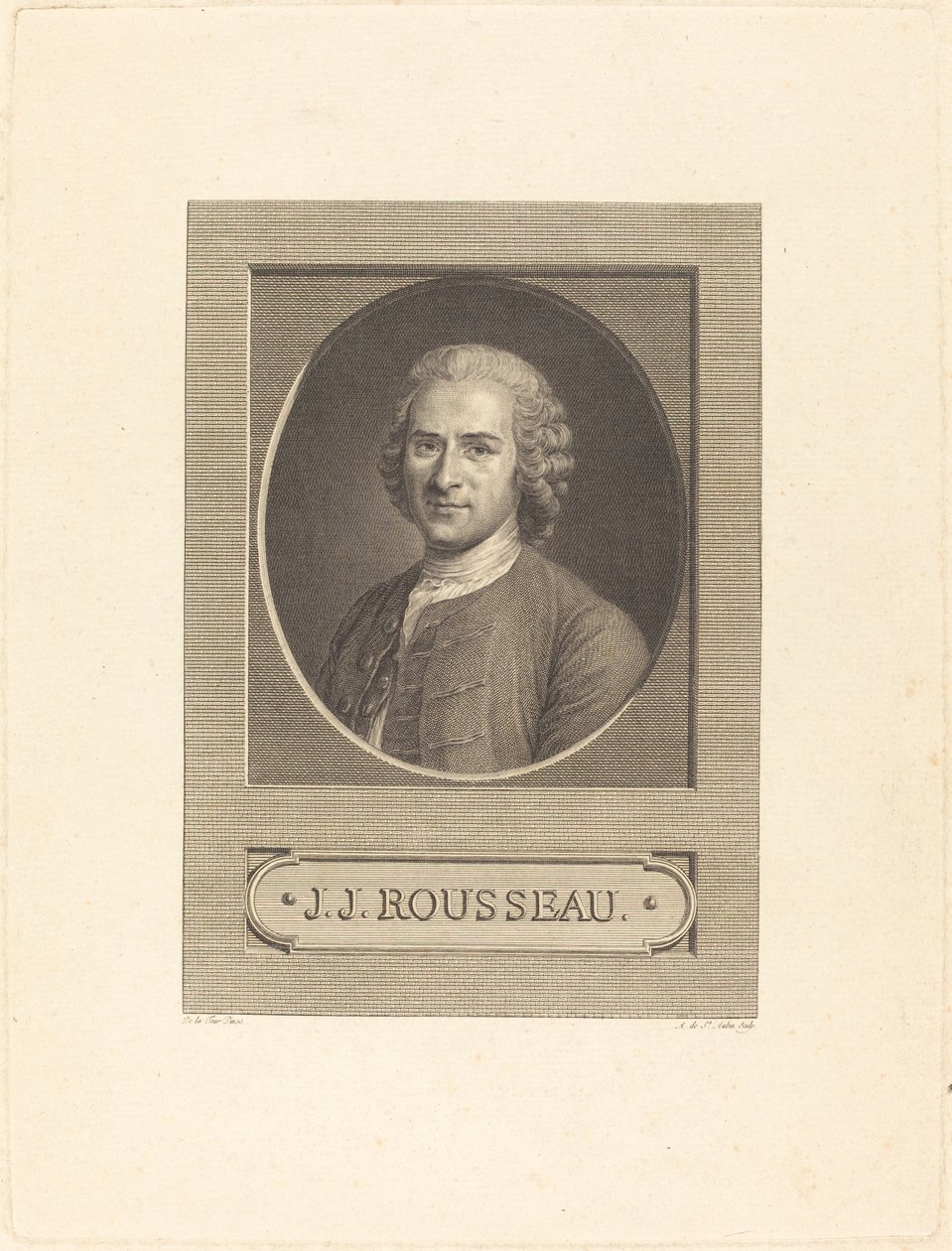 Előlap: J.J. Rousseau alkotó: Augustin de Saint Aubin after Maurice Quentin