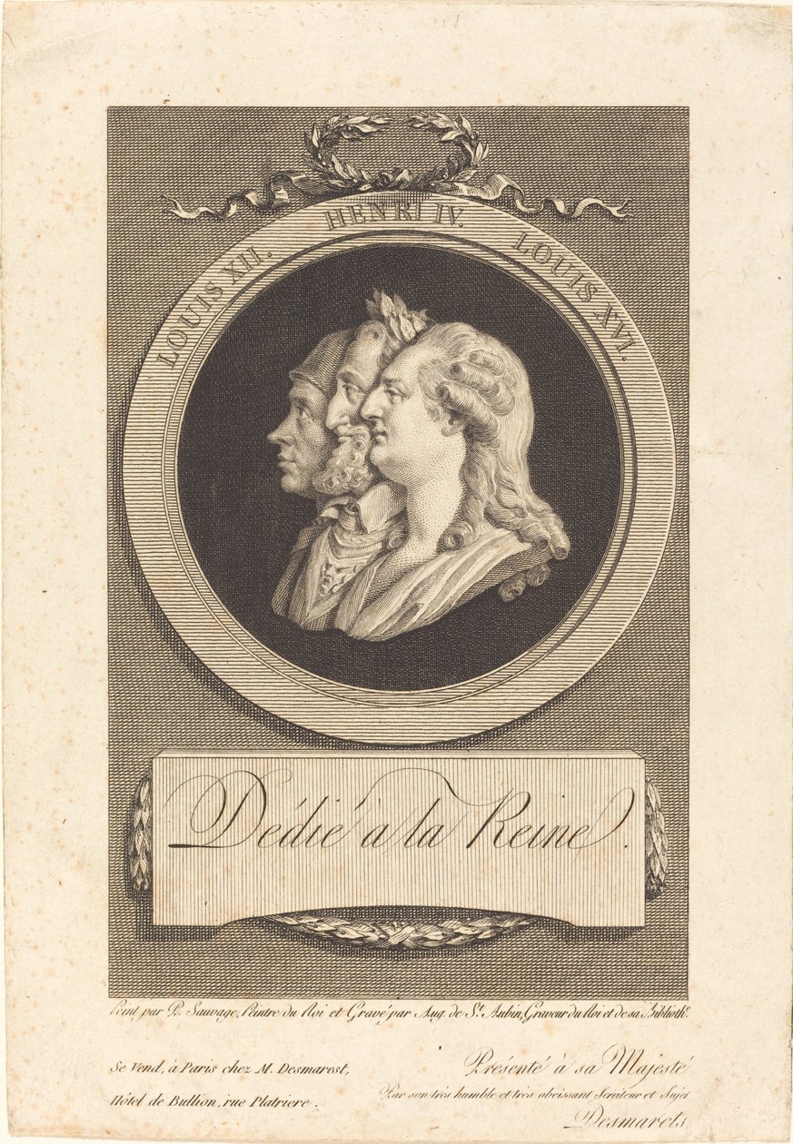 XVI. Lajos, IV. Henrik és XII. Lajos alkotó: Augustin de Saint Aubin after Piat Joseph Sauvage