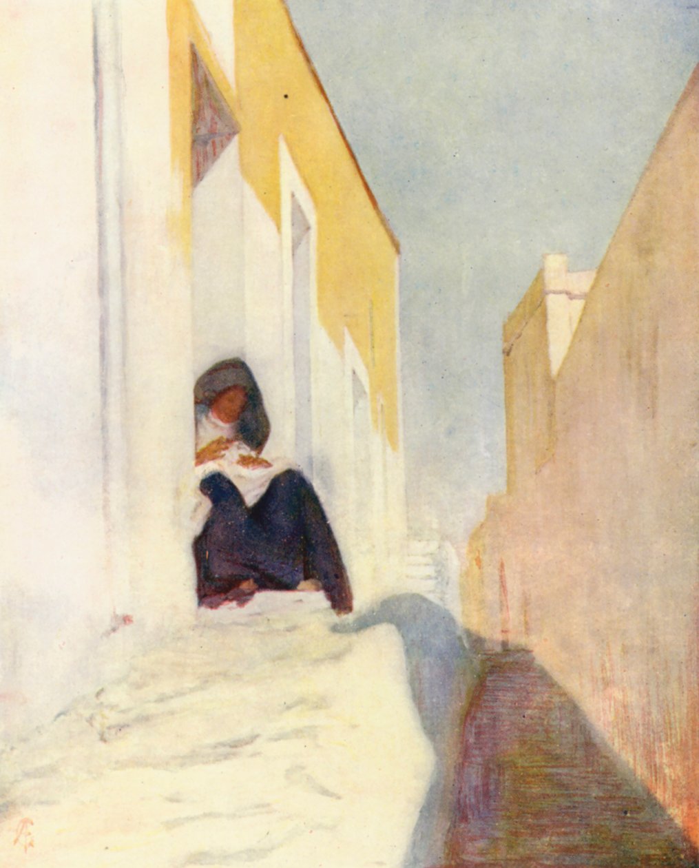 Egy utca Almeriában (színes litográfia) alkotó: Augustine Fitzgerald