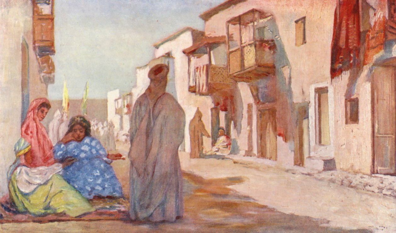 Egy utca Biskrában (színes litográfia) alkotó: Augustine Fitzgerald