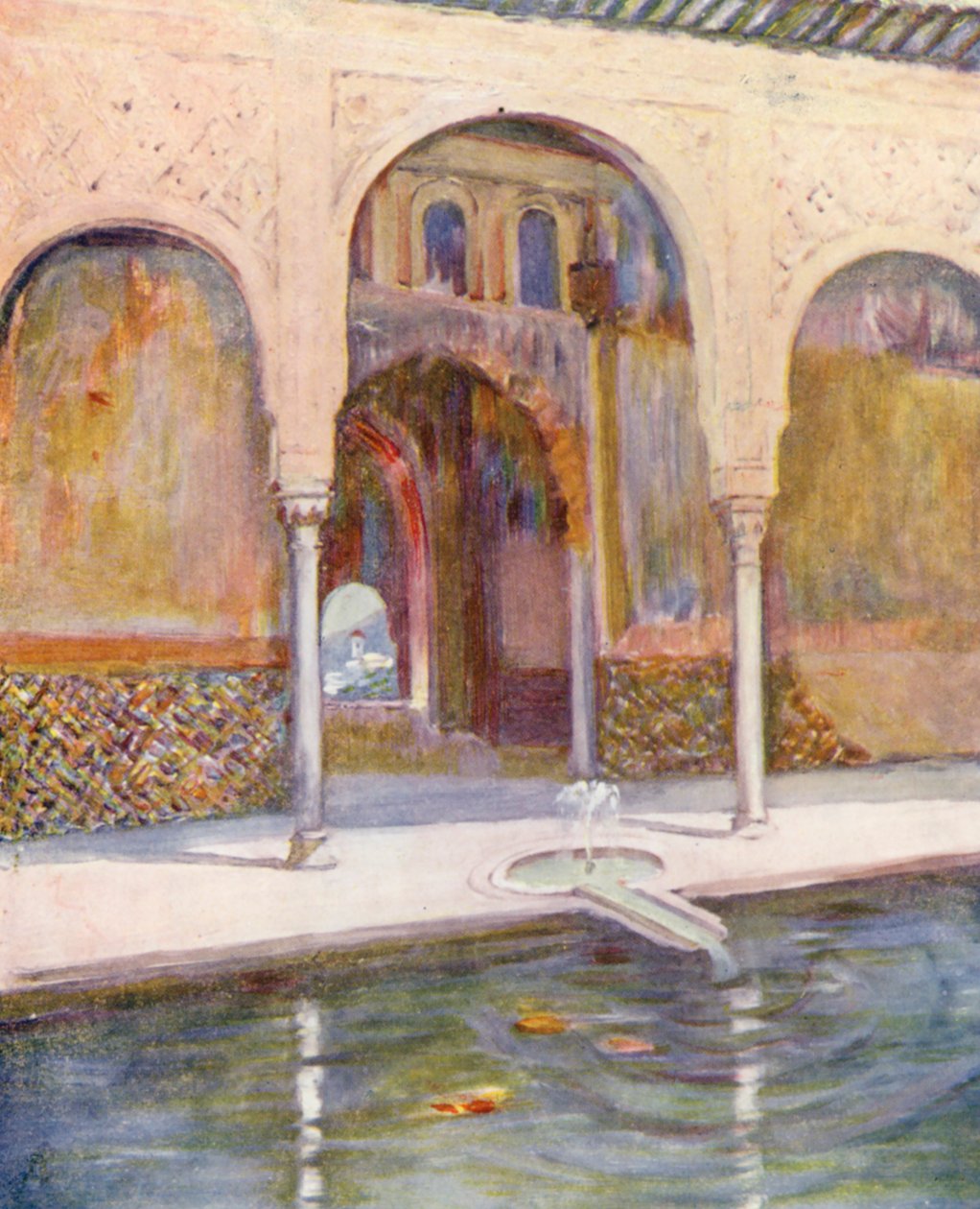 A nagykövetek csarnoka, Alhambra (színes litográfia) alkotó: Augustine Fitzgerald