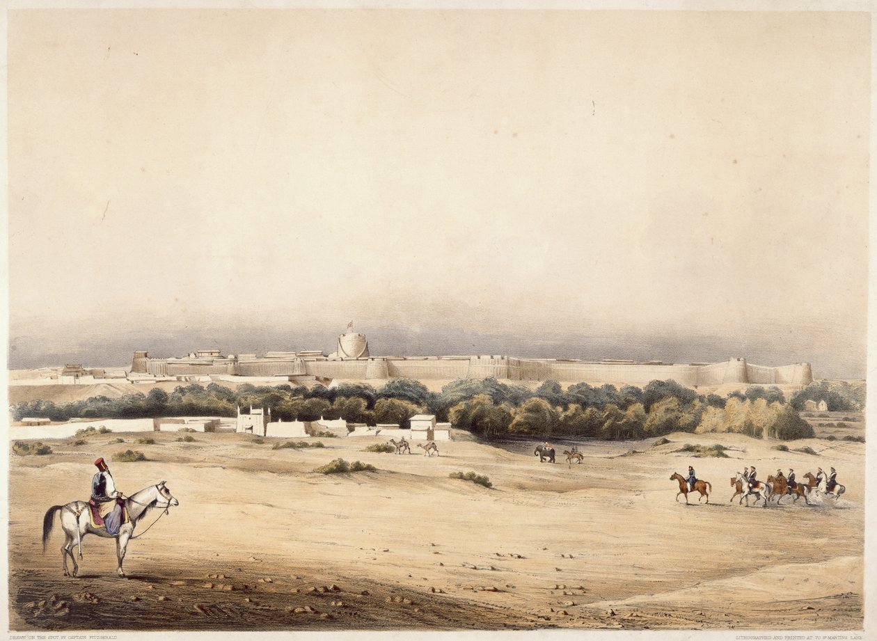 Sir Charles Napier az előtérben, majd kísérete Scinde ló, Hyderabad, 1850 körül (színes litó) alkotó: Augustine Fitzgerald