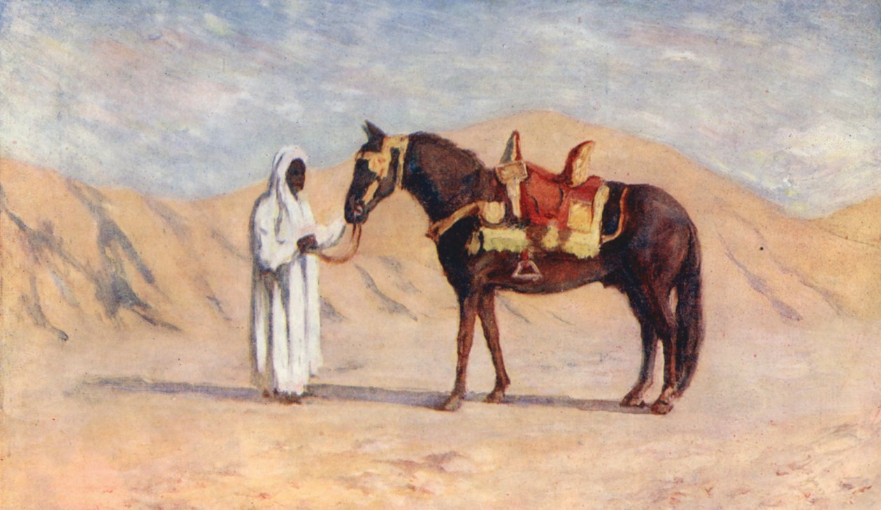 A Bash Aga lova, Biskra (színes litográfia) alkotó: Augustine Fitzgerald