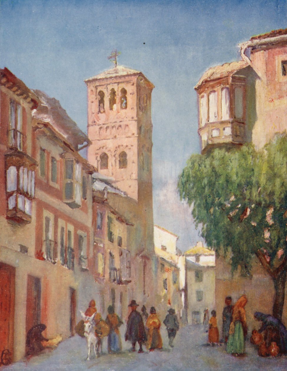 Toledo, utcai jelenet (színes litográfia) alkotó: Augustine Fitzgerald