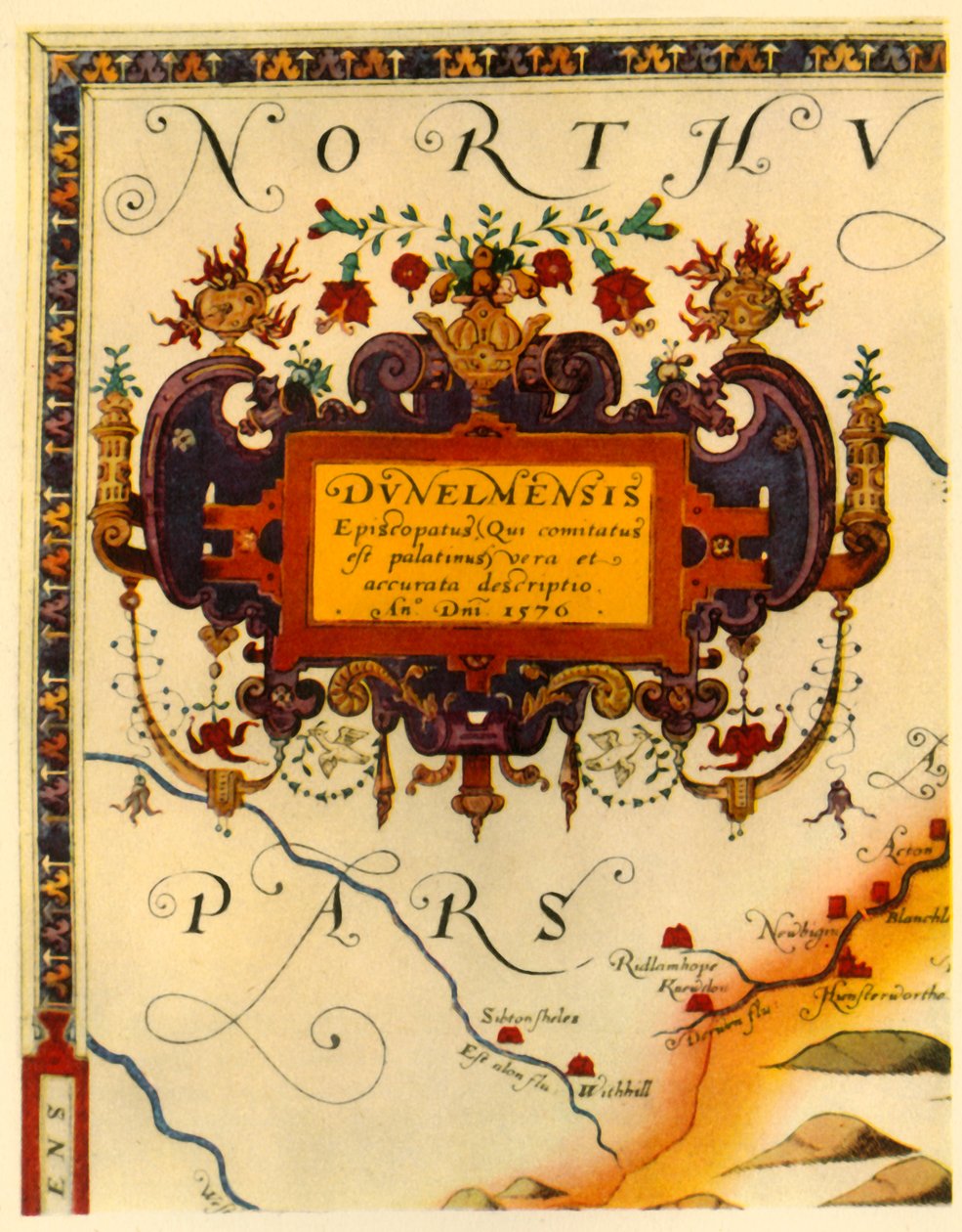 „A. Ryther kartotusa Saxton Durham térképén, 1576”, 1944. alkotó: Augustine Ryther