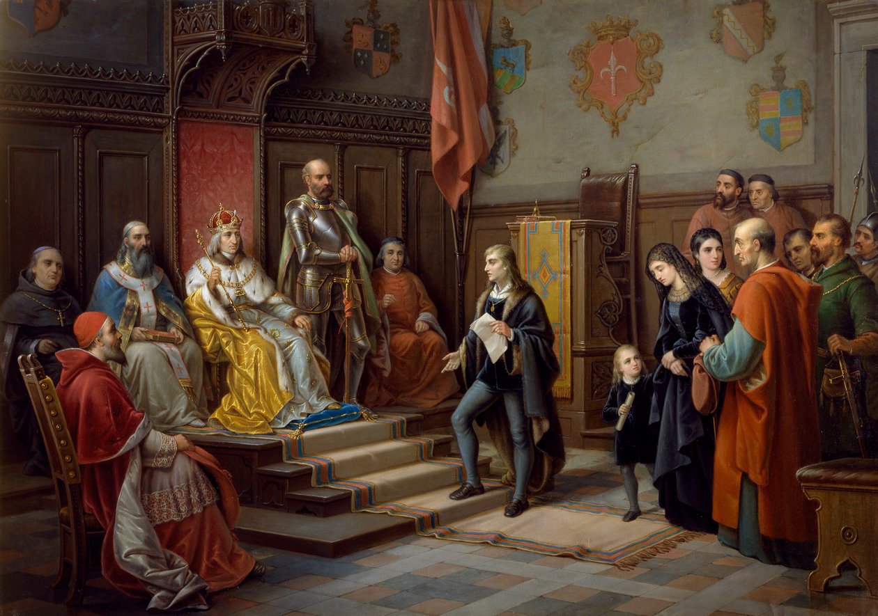 III. Frigyes, Raffaele Zovenzoni trieszti költő kényszerítette a törökök elleni felvonulásra, Augusto Tominz (1818-1883) festménye alkotó: Augusto Tominz