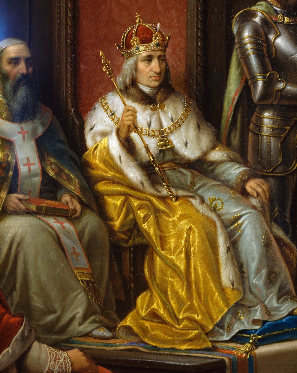 III. Frigyes, Raffaele Zovenzoni trieszti költő kényszerítette a törökök elleni felvonulásra, részlet, Augusto Tominz (1818-1883) alkotó: Augusto Tominz