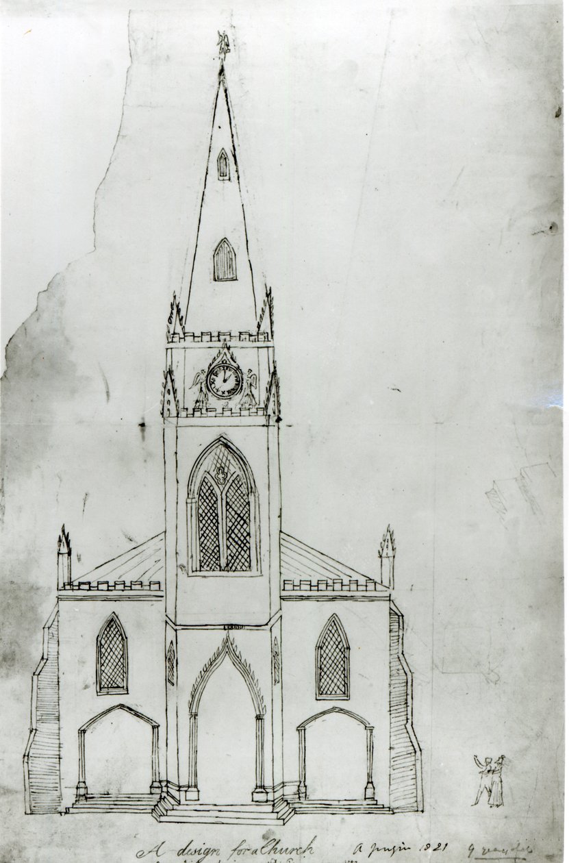 Egy templom terve, 1821 (tintával, papíron) alkotó: Augustus Charles Pugin