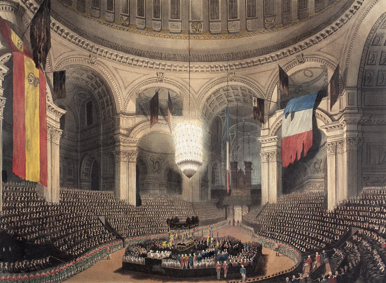 Nelson temetési kocsijának megérkezése internálásra a Szent Pál-székesegyházba, 1806. január 9-én alkotó: Augustus Charles Pugin