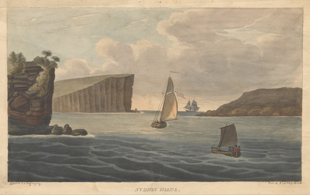 Sydney HeadsEarle, Augustus. Nézetek Ausztráliában. Sydney- Earle litográfia, 1826. alkotó: Augustus Earle